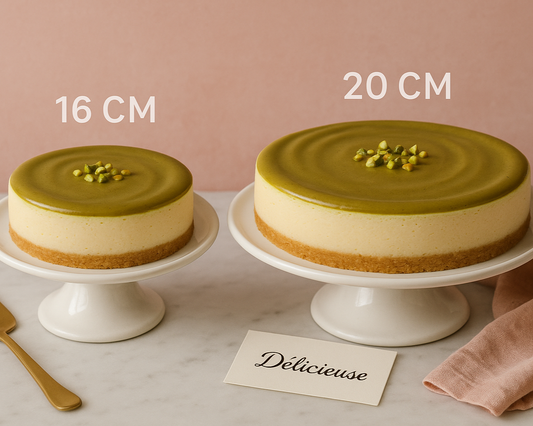 Pistachio Cheesecakes - sauce covering full top