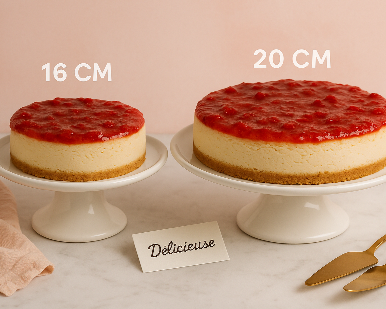 Strawberry Cheesecakes - final version with baked color and thin base